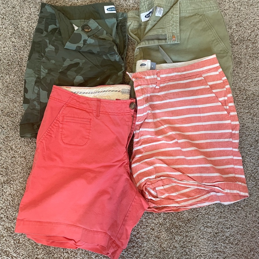 Old Navy Pink and Green Bermuda Shorts for Casual Comfort (lot of 4)